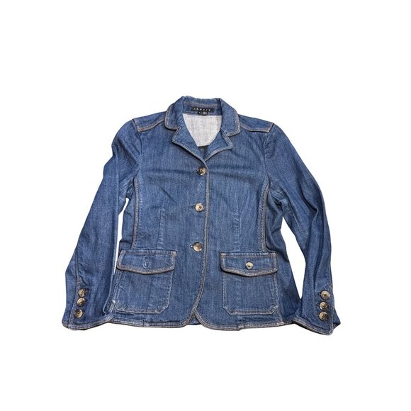 Theory Womens Denim Blazer Jacket Patty L Louisiana Style Size S Blue Button Fro - Picture 4 of 16